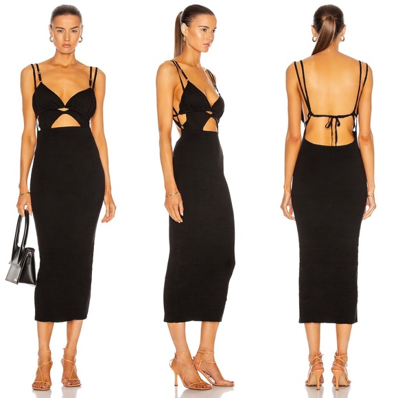 JACQUEMUS La Robe Pila Black Midi Dress Size: 36 - Picture 7 of 15